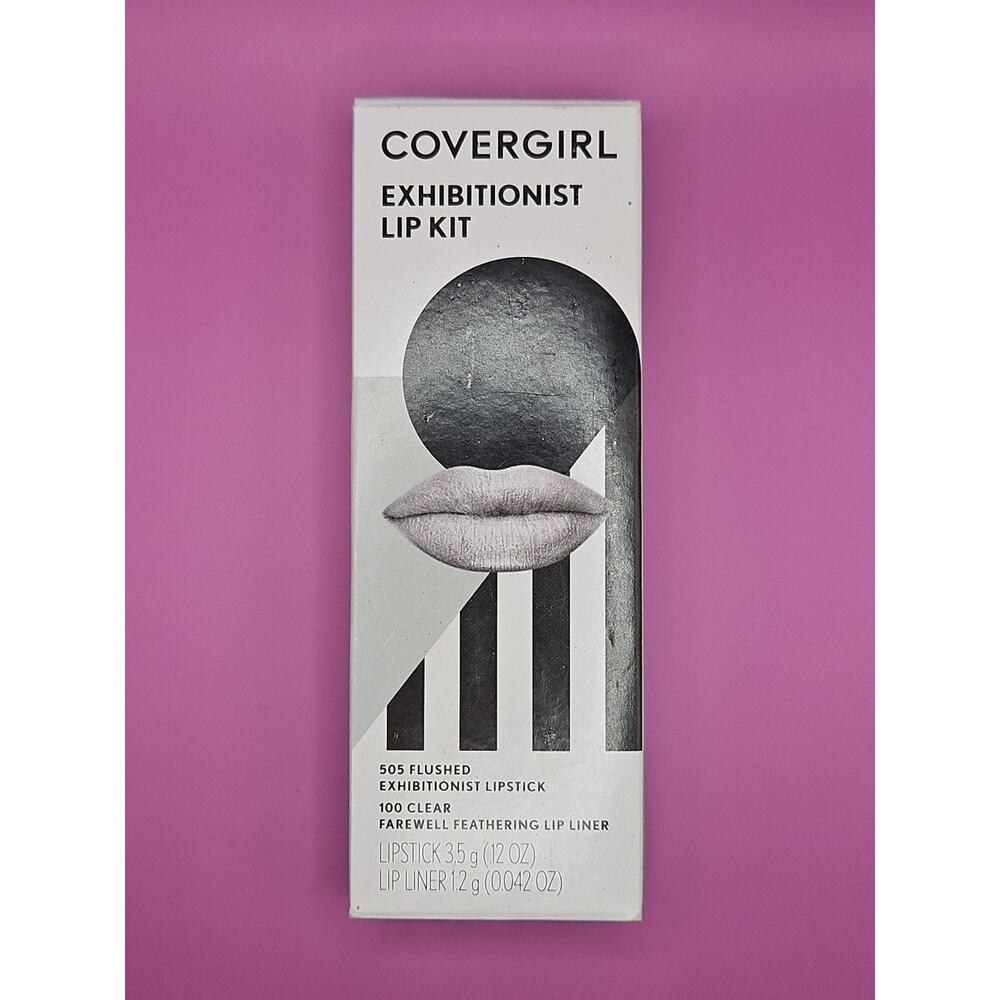 NEW CoverGirl Exhibitionist Kit w/ 505 Flushed Lipstick & 100 Clear Lip Liner
